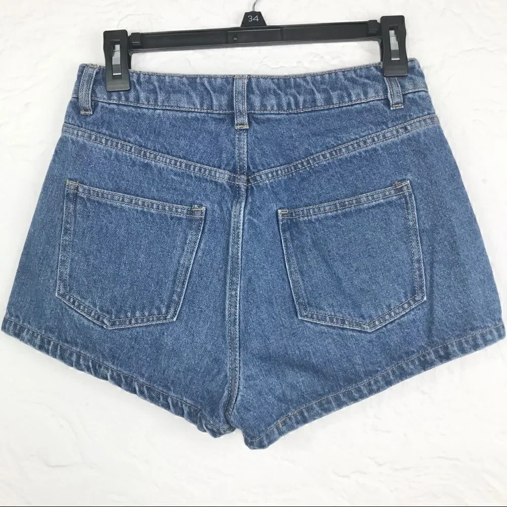 H&M Coachella denim jean shorts with red roses-8